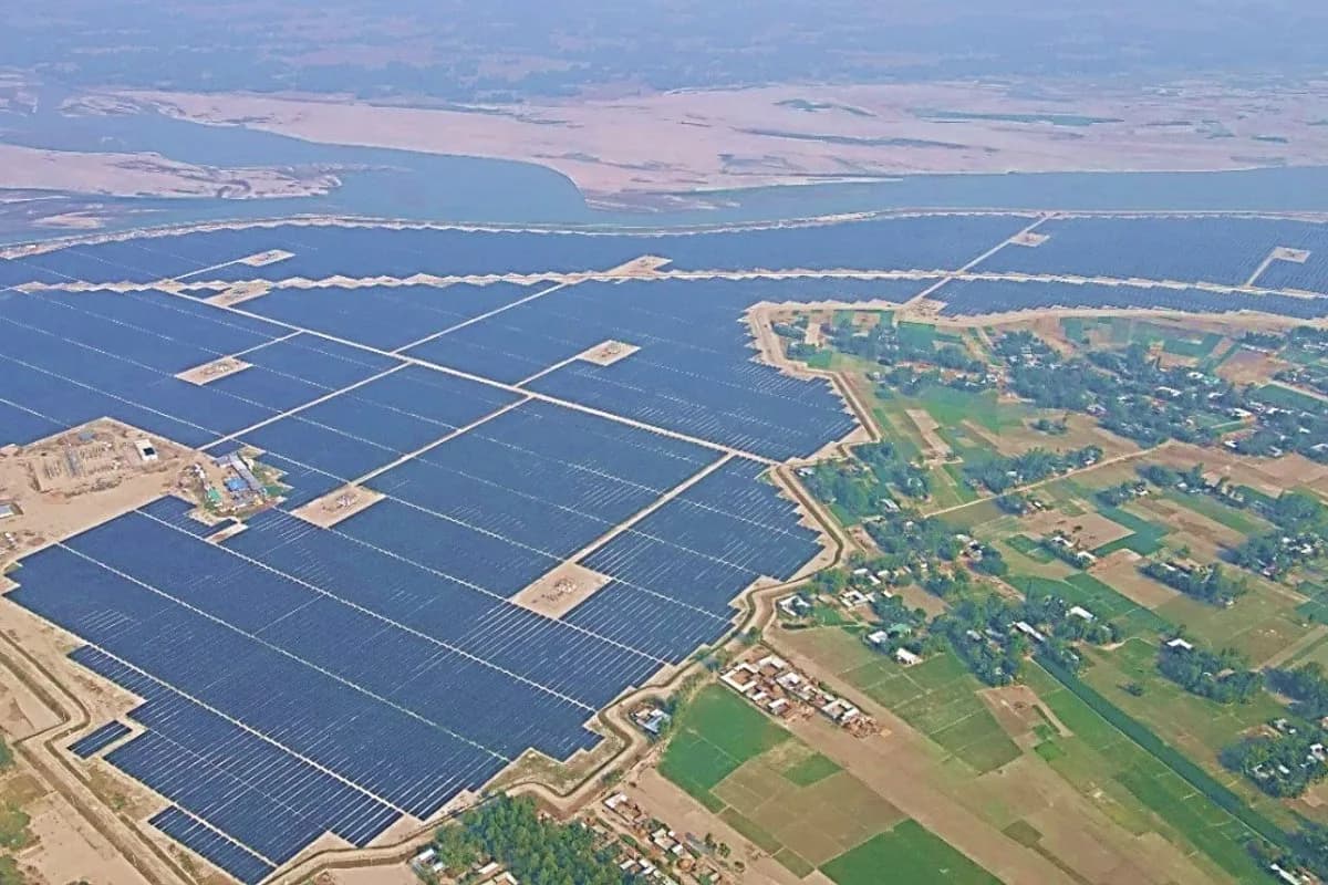 Aerial view of Utility-Scale Ground-Mounted Solar Park in Bangladesh